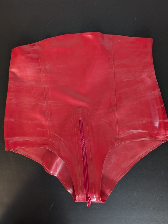 Libidex Other - Red High-Waist Latex Briefs with Zip Around Zipper